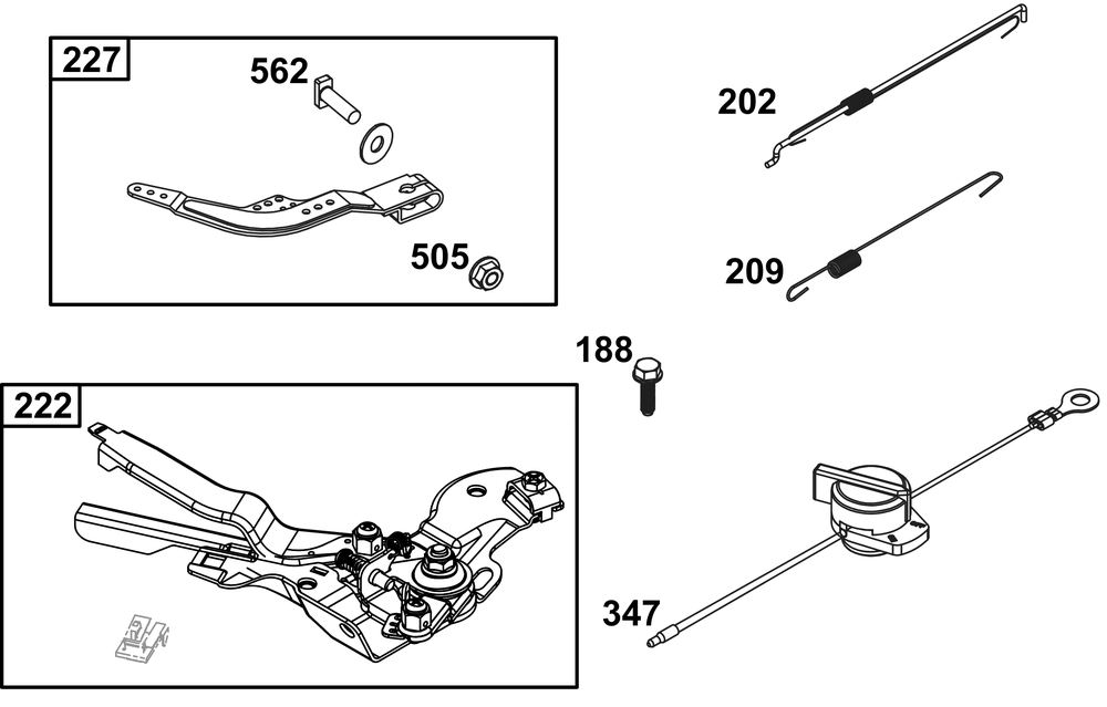 Controls Group Diagram and Parts List for 13R232-0039-H5 100000 - 19Z999 Briggs and Stratton Engine